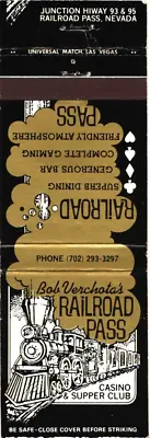 Bob Verchota's Railroad Pass Superb Dining Generous Bar Vintage Matchbook Cover • $9.99