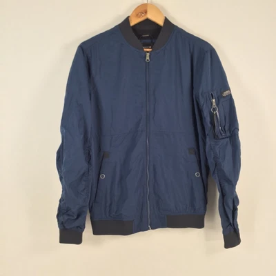 $29.95 • Buy Pull And Bear Mens Bomber Jacket Size M Navy Blue Zip Long Sleeve 041928