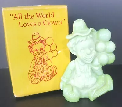 Mosser Glass 3.5 Bags Clown W/ Balloons Opalescent Pale Green W/ Box • $15