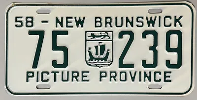 1958 NEW BRUNSWICK Canada License Plate NB - #75-239 • $24.97