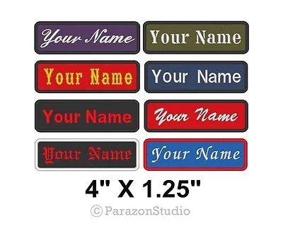 Custom Embroidered Name Tag Sew On Patch Motorcycle Biker Badge 4  X 1.25  (A)  • $6.50