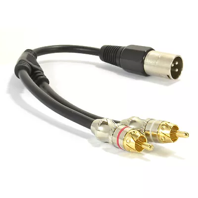 XLR Adapter Plug To 2 X Phono RCA Plug Cable Lead 25cm • £5.78