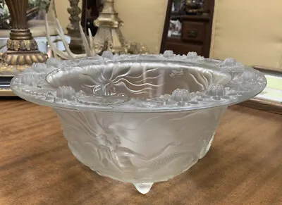 1930 Josef Inwald Barolac Frosted Czech Glass Mermaides Lilly Bowl Catalog Piece • $155