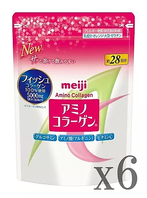 NEW 6-White Pack! Meiji Amino Collagen Powder 28days(196g) X6 Refills • $138.90