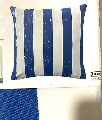 NEW IKEA FUNKON DECO PILLOW CUSHION BLUE WHITE COVER 20x20  804.384.79 POLYESTER • £17.26