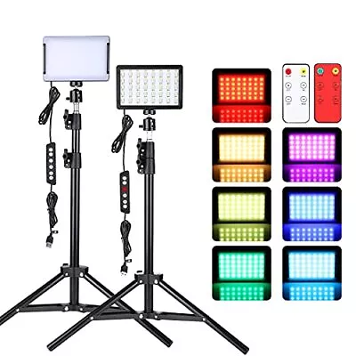 Led Video Light For Camera RGB Photography Lighting Kit 2 Packs With Adjustab • $53.74