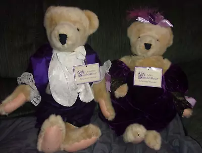 MUSICAL SOIREE 1990 Cornelius & Alice VanderBear Musical Purple Velvet PAIR BEAR • $42