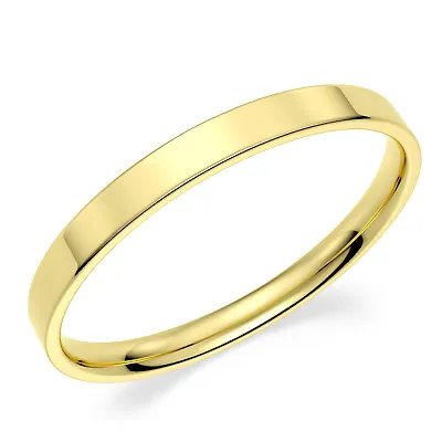 Solid 10K Yellow Gold 2mm Comfort Fit Men Women Flat Wedding Band Ring • $60.75