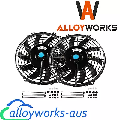 2Pcs 90W 9  INCH FANS MOUNTING PULL / PUSH RADIATOR Cooling Electirc Thermo Fans • $76.89