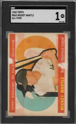 $125.80 • Buy 1960 Topps #563 Mickey Mantle All Star SGC 1 Poor HOF Graded Baseball Card