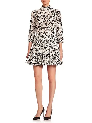 Zimmermann Master Embroidered Tuck Mini Dress Black White Silk Blend 1 / 8 - 10 • $650