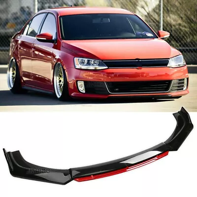 For VW Jetta MK7 MK6 Front Bumper Lip Splitter Spoiler Body Kit Glossy Black Red • $79.18