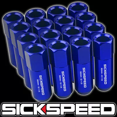 Sickspeed 16 Pc Blue 60mm Aluminum Lug Nuts Lugs For Wheels/rims 12x1.5 L16 • $30.50
