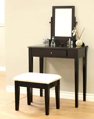 Wood Contemporary Iris Vanity Makeup Tilt Mirror Table Dreser Drawer Stool Bench • $96.57