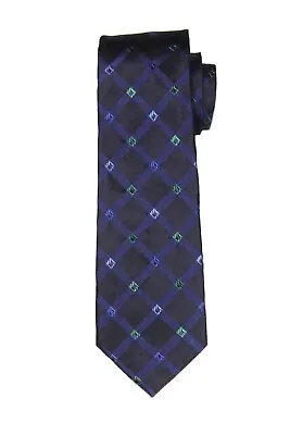 Bugatchi Italian Silk Tie Black Blue Green Geometric Men's • $29.99