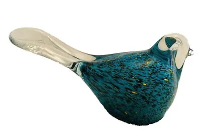 MURANO Art Glass BIRD Large Blue Orange CONFETTI Style Controlled Bubbles Heavy • $29