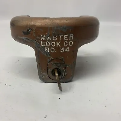 RARE! Vintage Master Lock Co. No. 34 Trailer Hitch Lock • $27.99