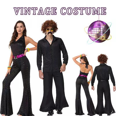 Adults Women Men 70s Dancing Queen Costume Abba Jumpsuit Disco Diva Fancy Dress • £9.79