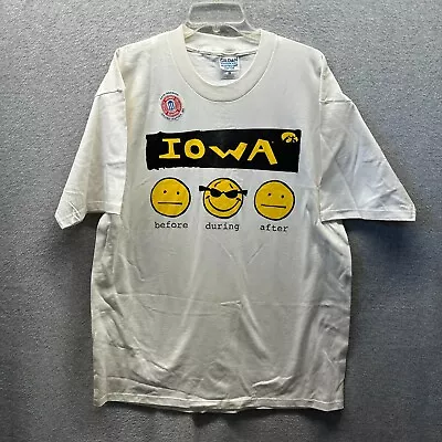 Vintage Iowa Hawkeyes Shirt Adult Extra Large XL White Cotton Football 90s Mens • $18.75