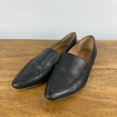 Madewell Frances Skimmer Loafer Flat Shoes Leather Black Pointed Women's Size 6 • $29.99