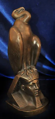Egyptian Bronze Sphinx Vulture Deco Winged Ormolu French Bust Revival • $400