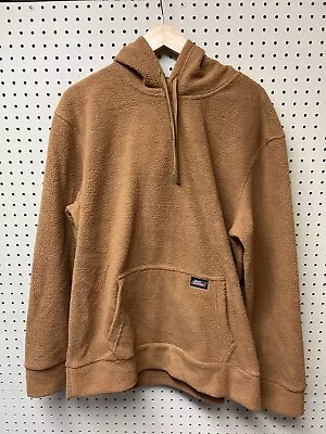 Dickies Faux Fur Sherpa Men L Brown Pullover Hoodie Drawstring Kangaroo Pocket • $19.19