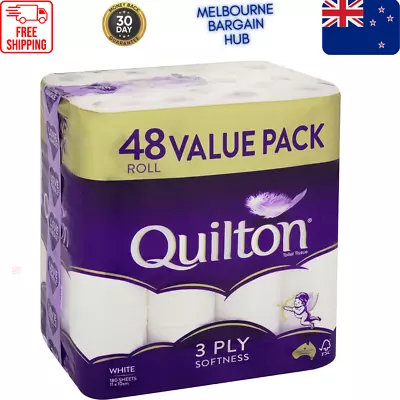 48x Quilton Toilet Paper Tissue Rolls 3-Ply 180 Sheets - Free Postage  • $28.34