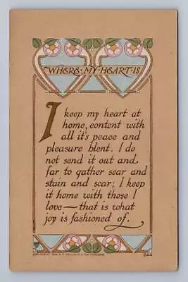 Antique Arts & Crafts Postcard  Where My Heart Is  Volland ~1910s • $19.99