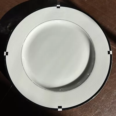 Mikasa Fine China Midnight 11 In Dinner Plate Black And White Beautiful  • $35