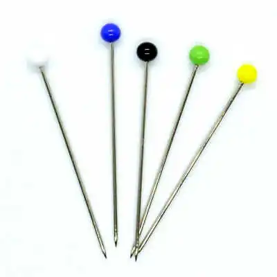 COLOURED GLASS BALL HEAD PINS NICKEL PLATED STEEL 30mm X 0.60mm • £3.29