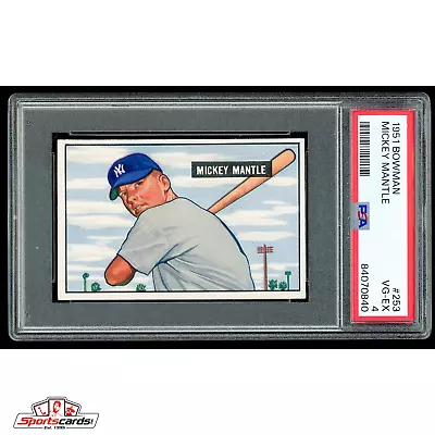 1951 Bowman #253 Mickey Mantle RC PSA 4 VG-EX  - Looks Undergraded! • $29999.99