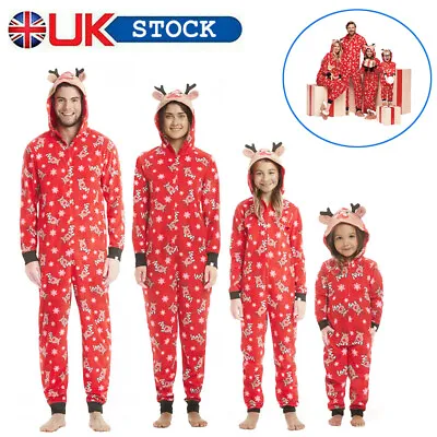 Family Matching Outfits Mom Dad Jumpsuit Baby Rompers Christmas Party Pajamas UK • £13.13