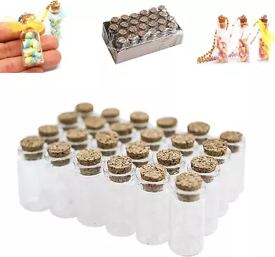 Mini Clear Glass Jars Bottles With Cork Stoppers For Arts & Crafts Projects De • $13.99