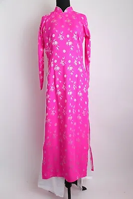 Vietnamese Ao Dai Fuchsia Women's High Collar Gam W/ Pants (31  Bust - 41  Bust) • $39.95