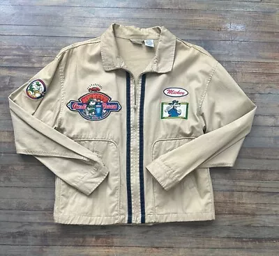 Vintage 1990's Disney Mickey Mouse Mechanics Jacket Sz L 100% Cotton • $119.99