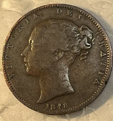 Great Britain 1848 Farthing 1/4 Penny Very Fine VF Condition Coin Queen Victoria • $27.99