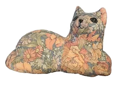 Vintage Calico Floral Cat Decoupage Life Size Door Stop Figurine  12   • $23.80