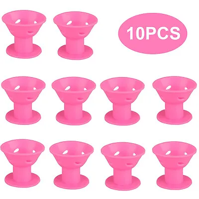 £3.56 • Buy 10PCS Pink Silicone Hair Curlers Rollers Magic Wave Spiral Clip Care Large Small