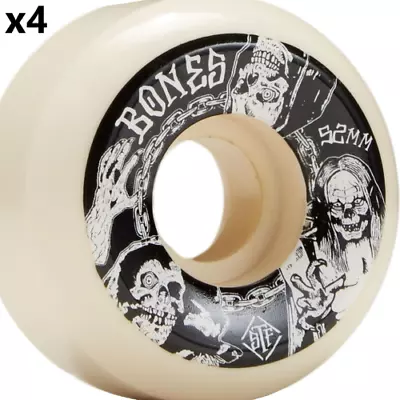 Powell Bones Terror Nacht STF V5 Sidecuts 52MM Skateboard Wheels White Set/4 NEW • $39.75