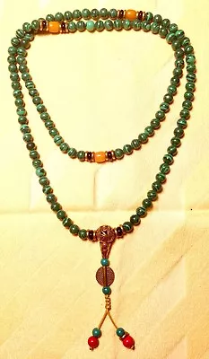Handmade Green Malachite Mala Necklace (8308) 108 Beads • $59