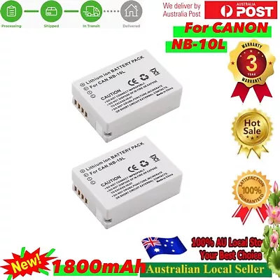 2x 1800mAh Battery For Canon NB10L NB-10L SX40 HS SX50 HS G1X G15 G16 G1X G1 X • $27.90