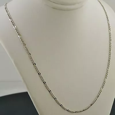 10k White Gold 2.1mm Wide Fancy Figaro Link Necklace • $89.95
