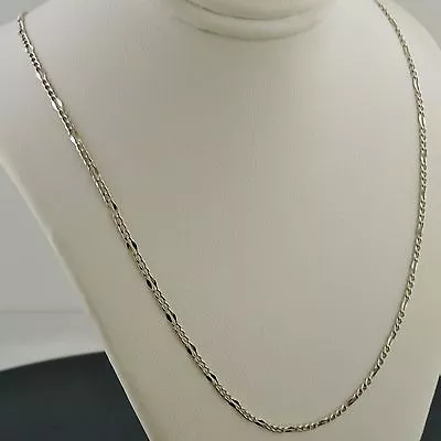 14k White Gold 2.1mm Wide Fancy Figaro Link Necklace • $129.95