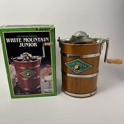 White Mountain Junior Ice Cream Maker Hand Crank VINTAGE Complete (READ) • $199.97