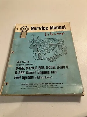 1971 Service Manual IH D-155 D-179 And Others Diesel Engines GSS-1377-H • $54.95