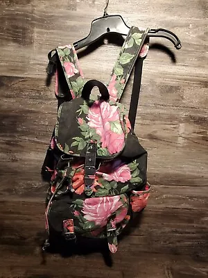 Vintage AeropostaleBoho Pink Floral CanvasLarge Canvas Denim Backpack  • $19.99