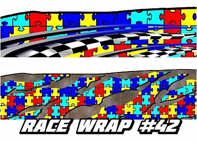 RACE CAR GRAPHICS #42 Autism Awareness Wrap Vinyl Decal IMCA Late Model Dirt  • $285