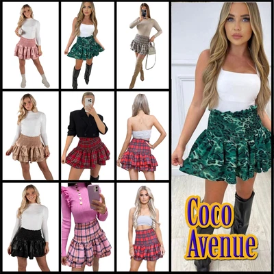 £21.68 • Buy Ladies High Waist Rara Skirt Frill Short Sheer Gathering Check Party Mini Skirt