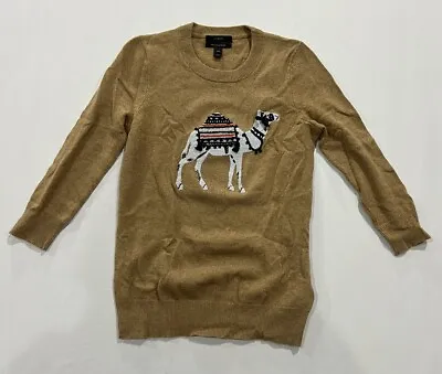 J. Crew Women's Cashmere Wool Llama Camel Pullover Sweater Beige Tan Size XXS • $29.99