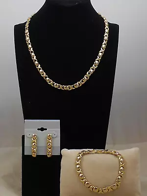Unbranded Goldtone X O Link Necklace Bracelet Earrings Fashion Set • $29.99